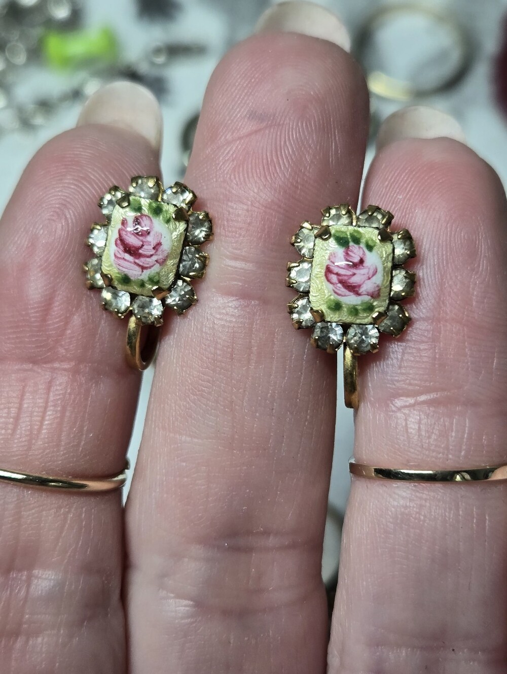 Vintage Guilloche Screw Back Earrings